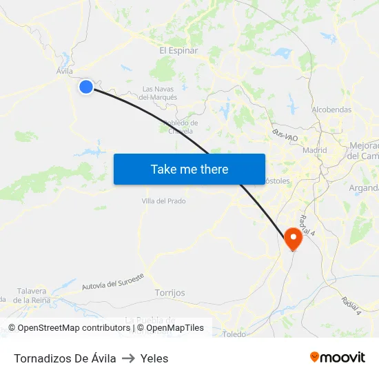 Tornadizos De Ávila to Yeles map