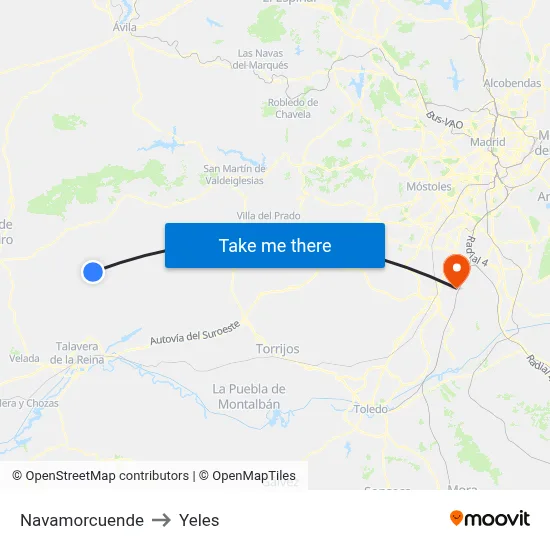 Navamorcuende to Yeles map