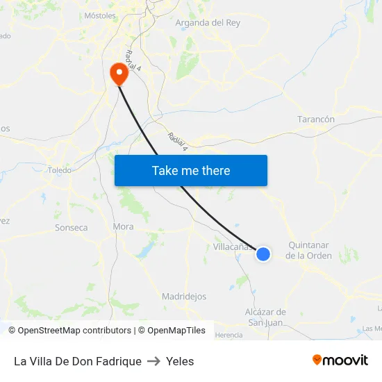 La Villa De Don Fadrique to Yeles map