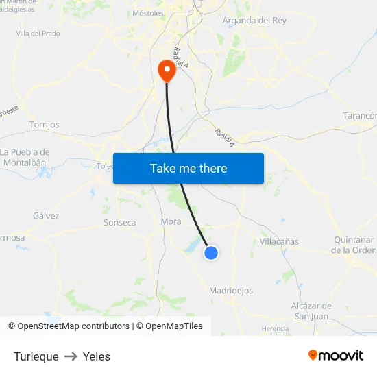 Turleque to Yeles map
