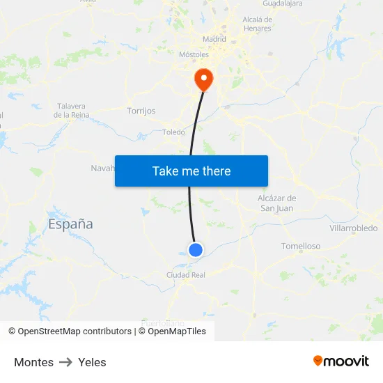 Montes to Yeles map