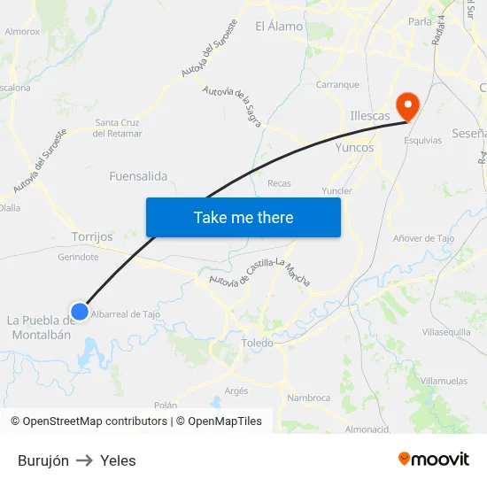 Burujón to Yeles map