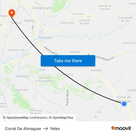 Corral De Almaguer to Yeles map