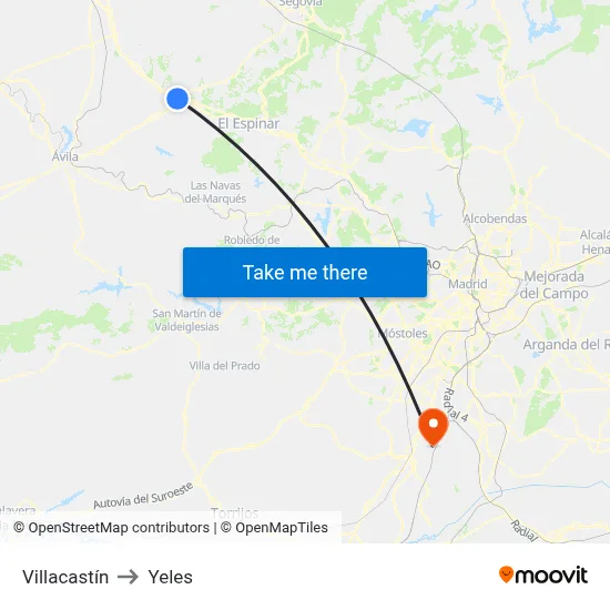 Villacastín to Yeles map