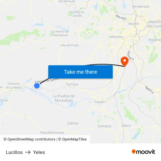 Lucillos to Yeles map