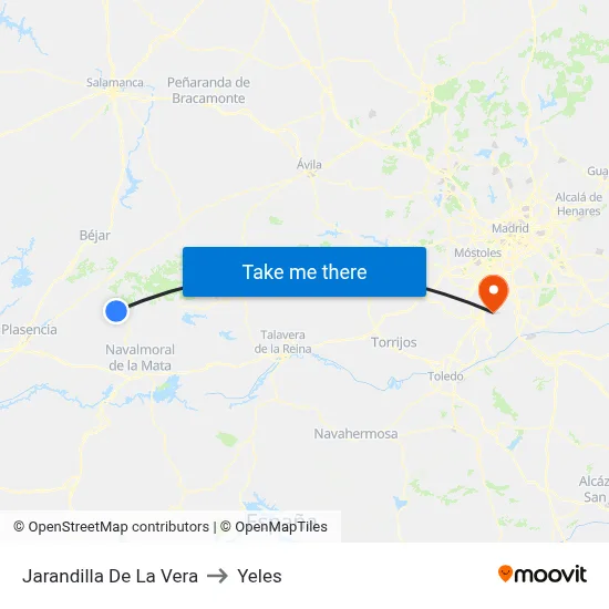 Jarandilla De La Vera to Yeles map