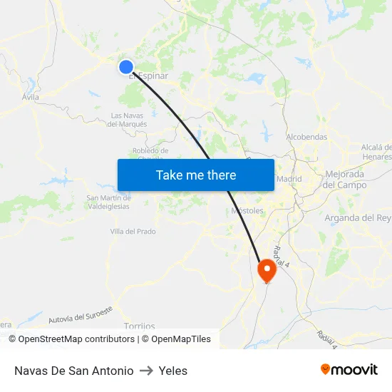 Navas De San Antonio to Yeles map