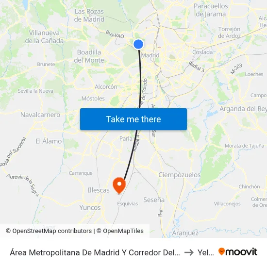 Área Metropolitana De Madrid Y Corredor Del Henares to Yeles map