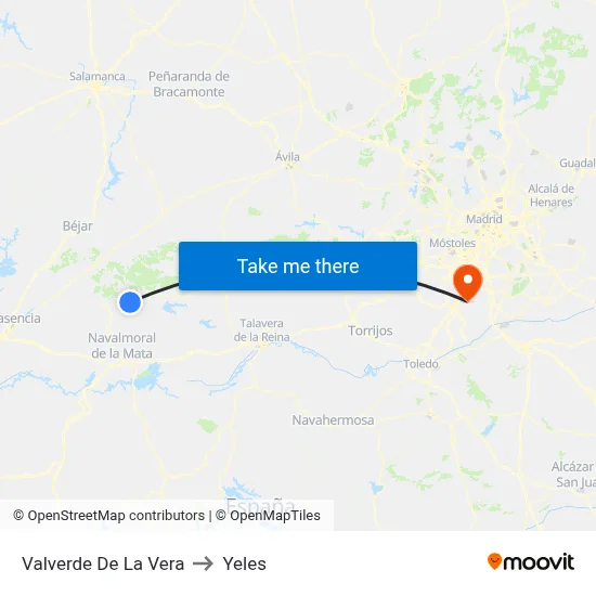 Valverde De La Vera to Yeles map