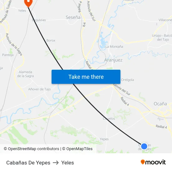 Cabañas De Yepes to Yeles map