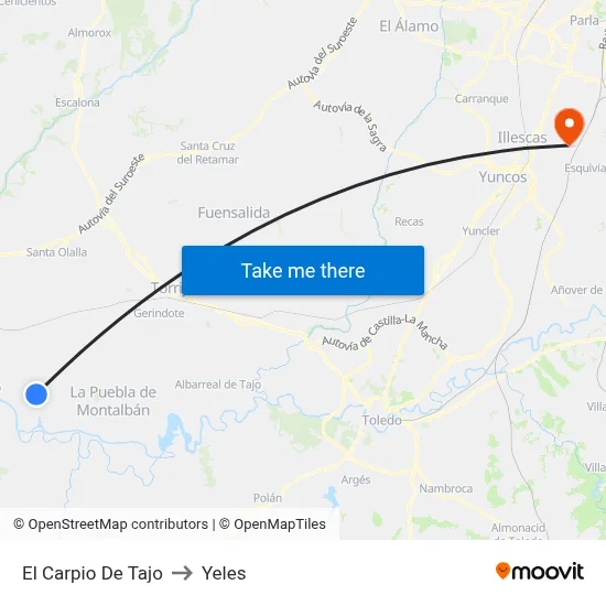 El Carpio De Tajo to Yeles map