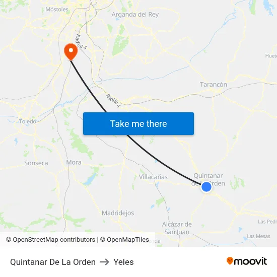 Quintanar De La Orden to Yeles map