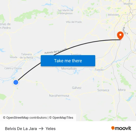 Belvís De La Jara to Yeles map