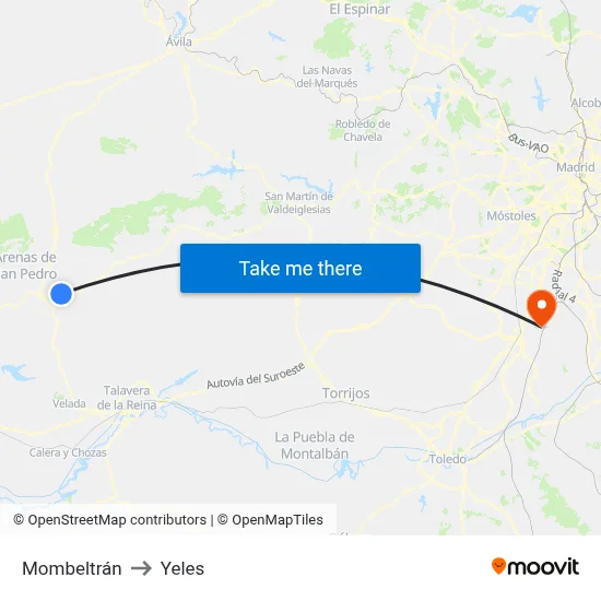 Mombeltrán to Yeles map