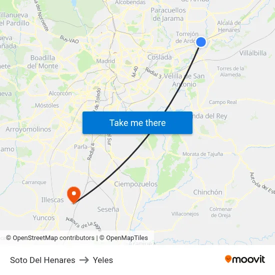 Soto Del Henares to Yeles map