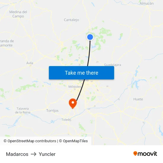 Madarcos to Yuncler map