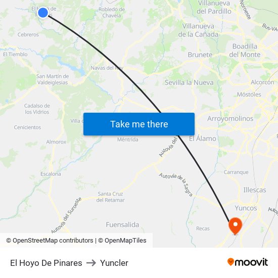 El Hoyo De Pinares to Yuncler map