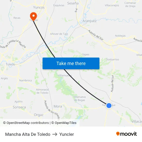 Mancha Alta De Toledo to Yuncler map