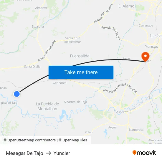 Mesegar De Tajo to Yuncler map
