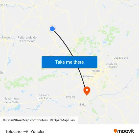 Tolocirio to Yuncler map