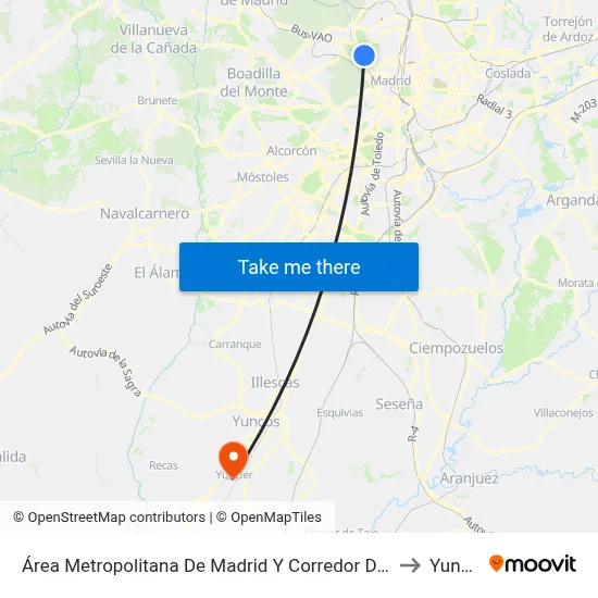 Área Metropolitana De Madrid Y Corredor Del Henares to Yuncler map