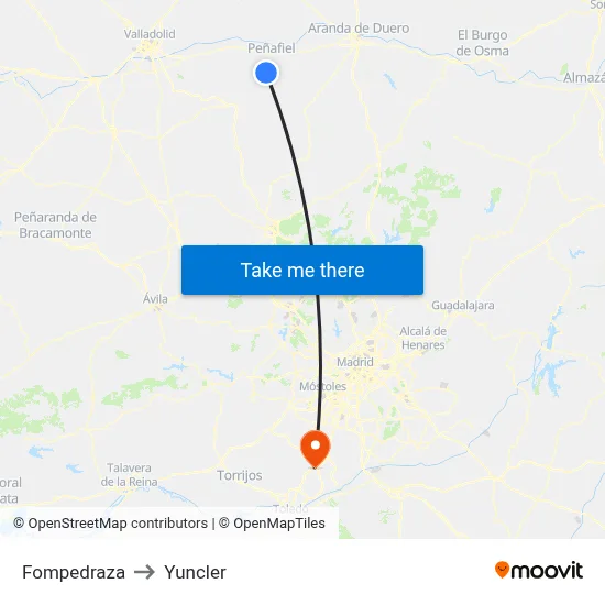 Fompedraza to Yuncler map
