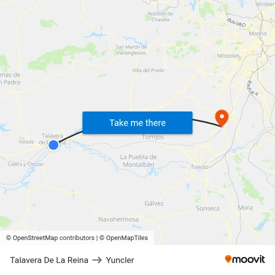 Talavera De La Reina to Yuncler map