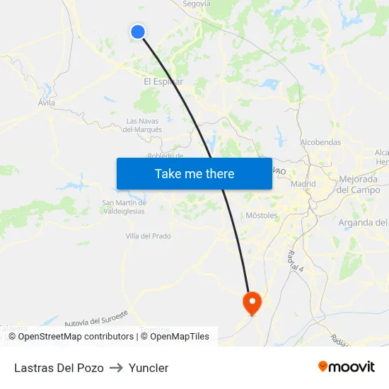 Lastras Del Pozo to Yuncler map
