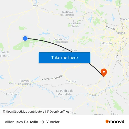 Villanueva De Ávila to Yuncler map