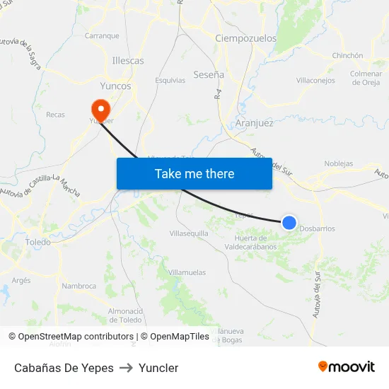 Cabañas De Yepes to Yuncler map