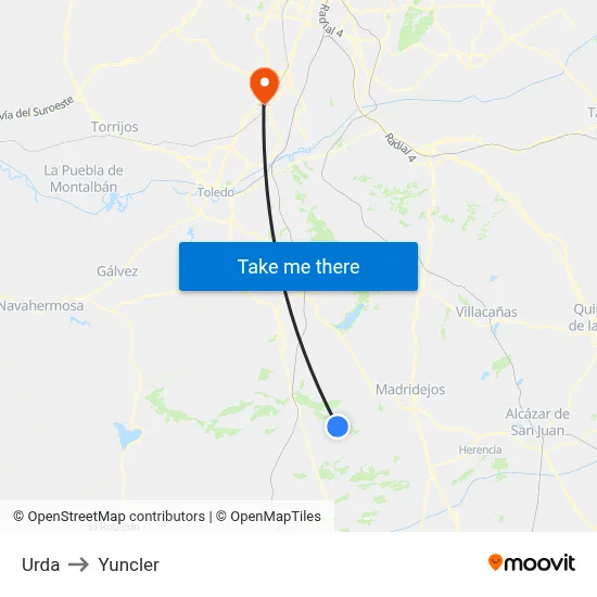 Urda to Yuncler map