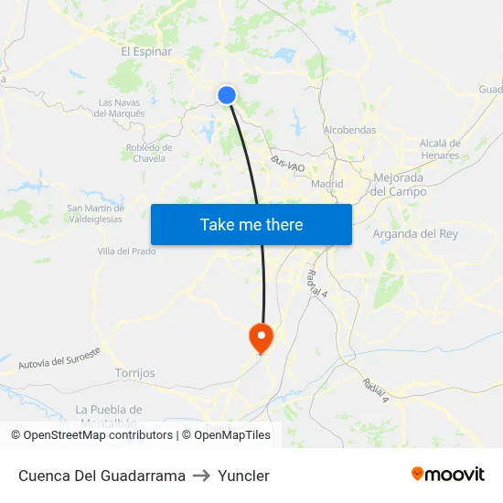 Cuenca Del Guadarrama to Yuncler map