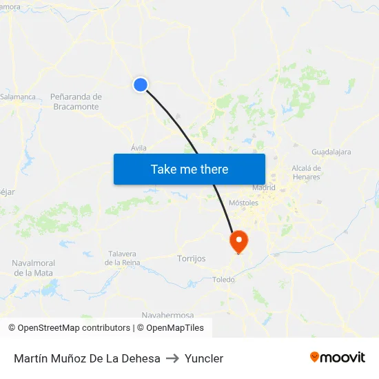 Martín Muñoz De La Dehesa to Yuncler map