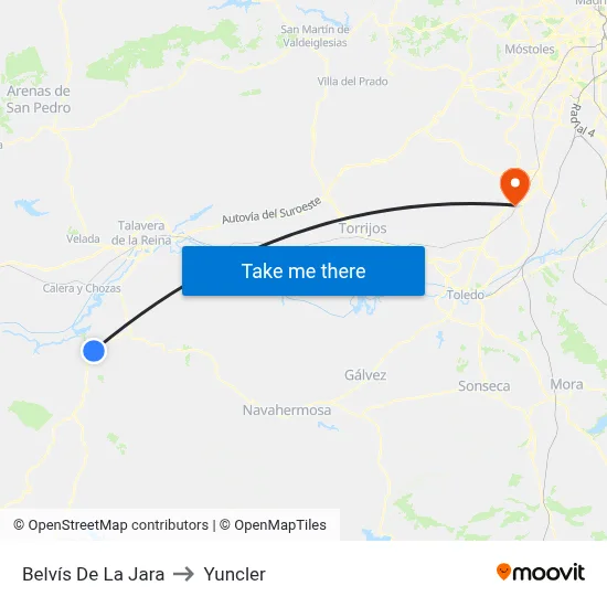 Belvís De La Jara to Yuncler map