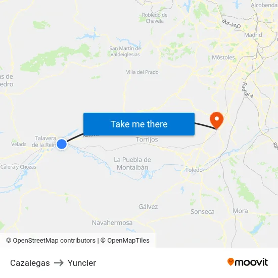 Cazalegas to Yuncler map