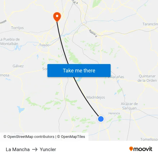 La Mancha to Yuncler map