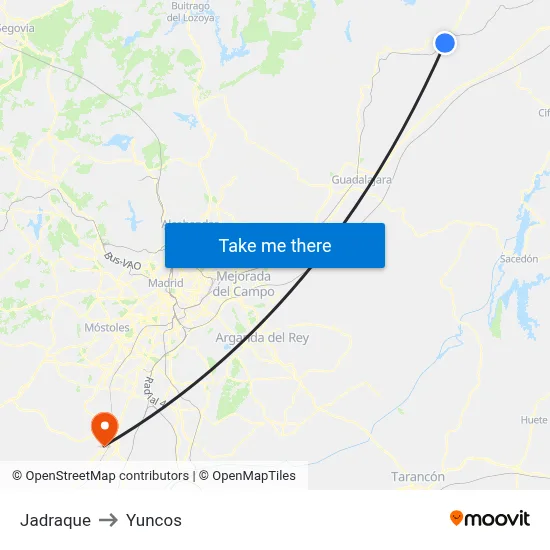 Jadraque to Yuncos map