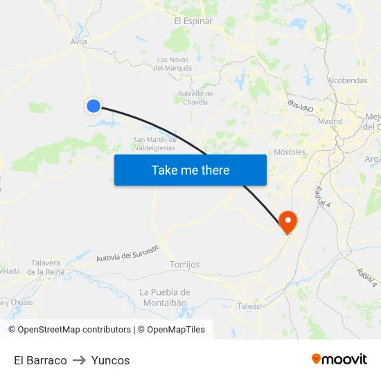 El Barraco to Yuncos map