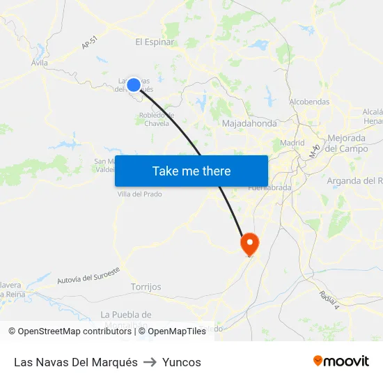 Las Navas Del Marqués to Yuncos map