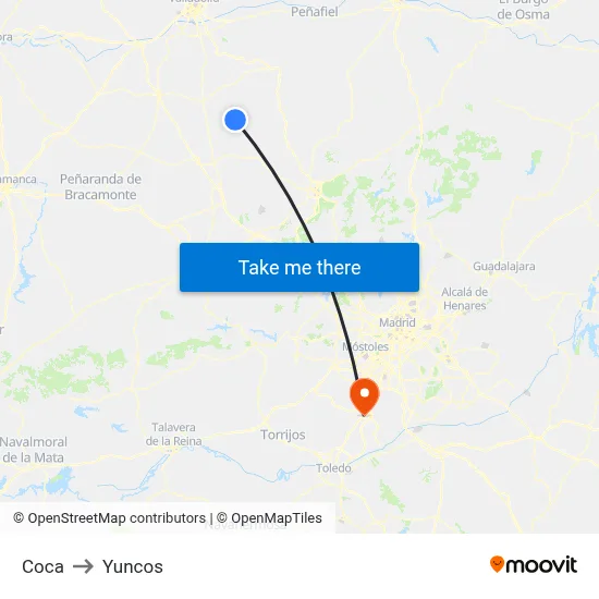 Coca to Yuncos map