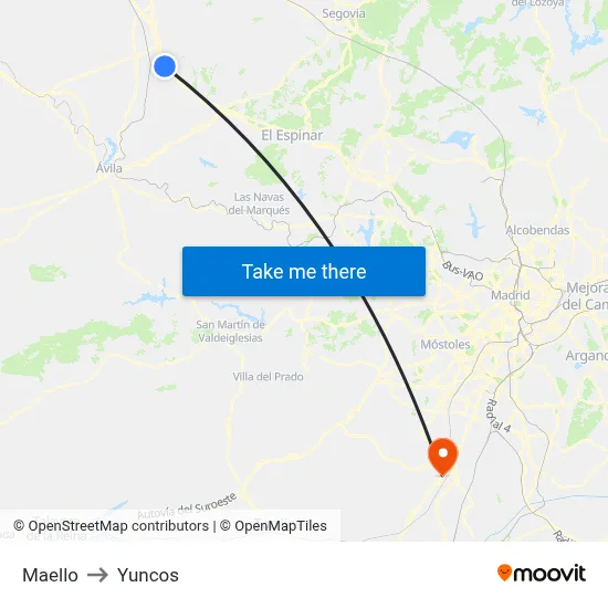 Maello to Yuncos map