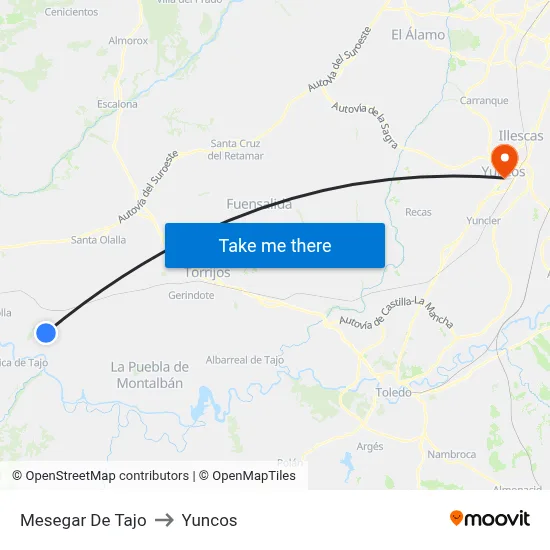 Mesegar De Tajo to Yuncos map
