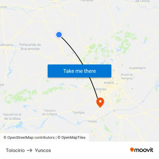 Tolocirio to Yuncos map