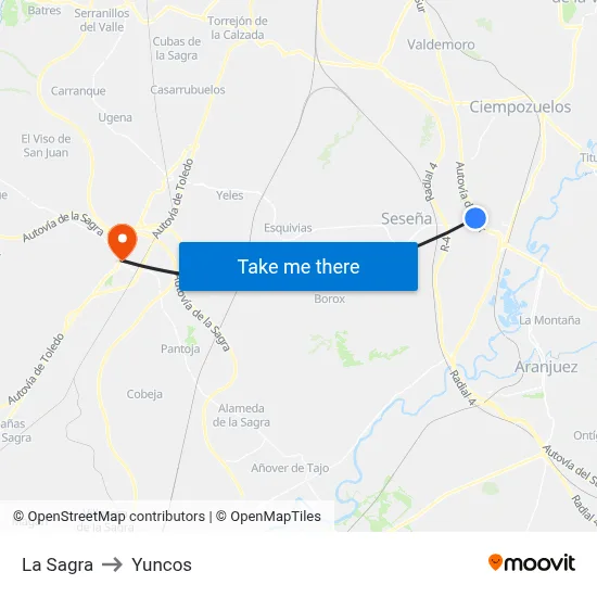 La Sagra to Yuncos map