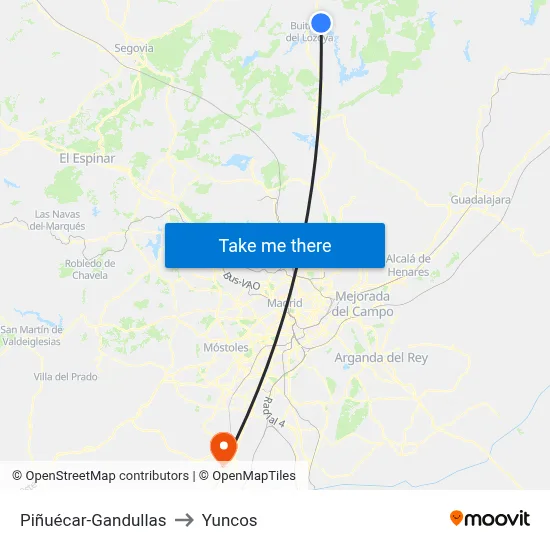Piñuécar-Gandullas to Yuncos map