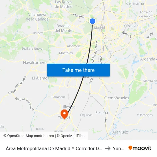 Área Metropolitana De Madrid Y Corredor Del Henares to Yuncos map