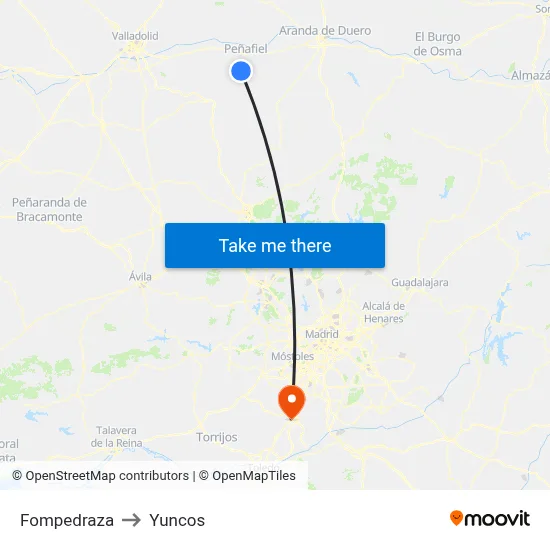 Fompedraza to Yuncos map