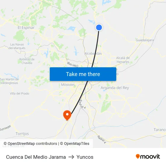 Cuenca Del Medio Jarama to Yuncos map