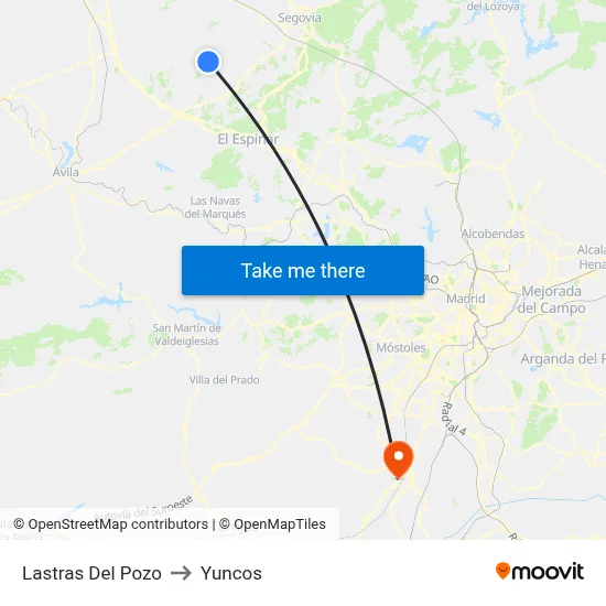 Lastras Del Pozo to Yuncos map
