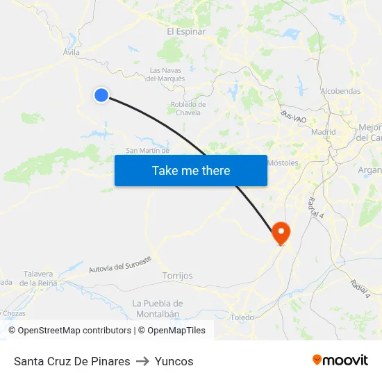 Santa Cruz De Pinares to Yuncos map